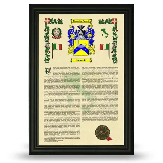 Signorelli Armorial History Framed - Black