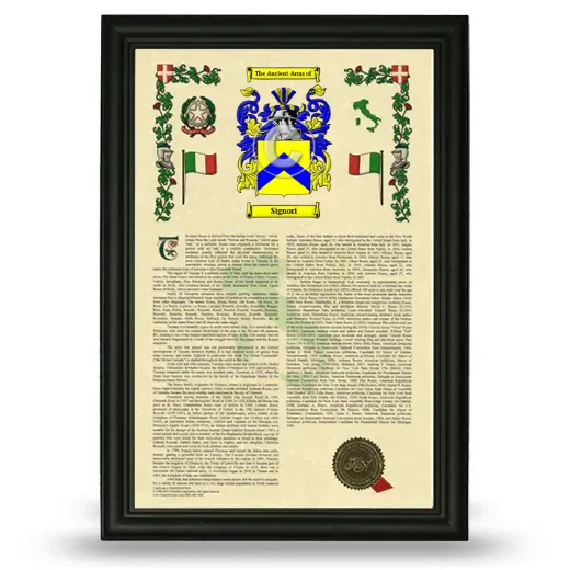 Signori Armorial History Framed - Black