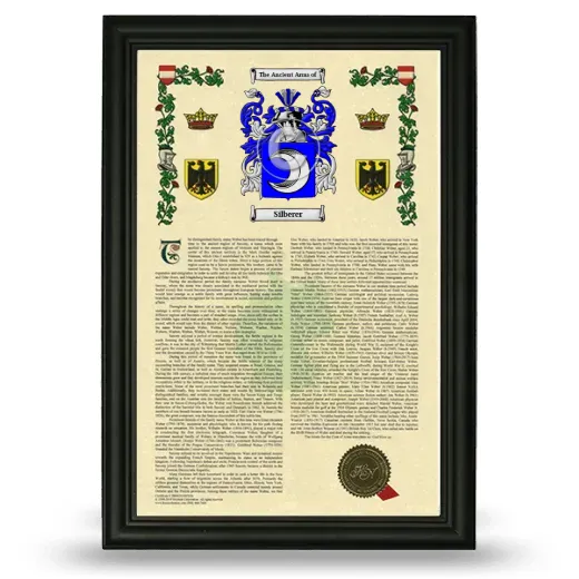 Silberer Armorial History Framed - Black