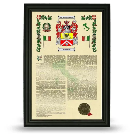 Silvester Armorial History Framed - Black