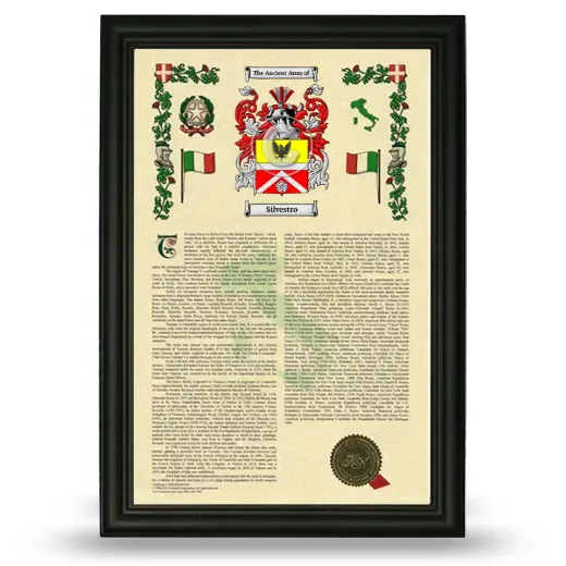 Silvestro Armorial History Framed - Black