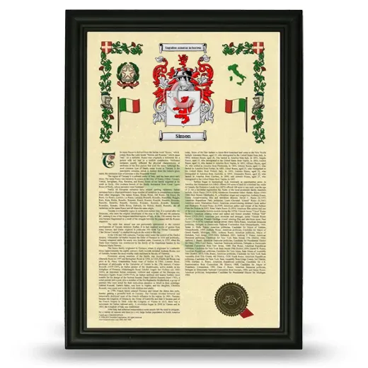 Simon Armorial History Framed - Black