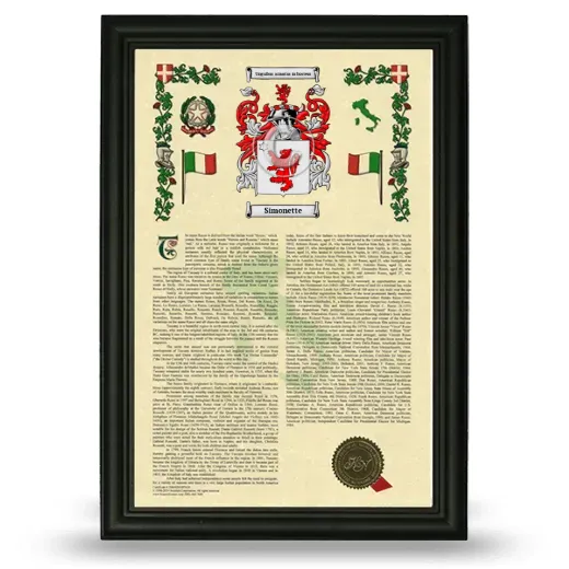 Simonette Armorial History Framed - Black