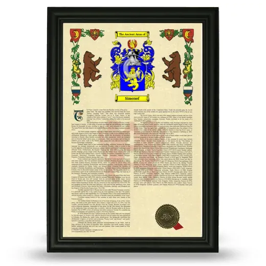 Simonof Armorial History Framed - Black