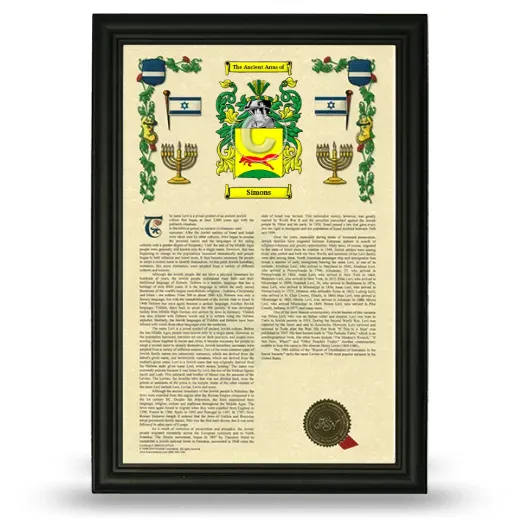 Simons Armorial History Framed - Black