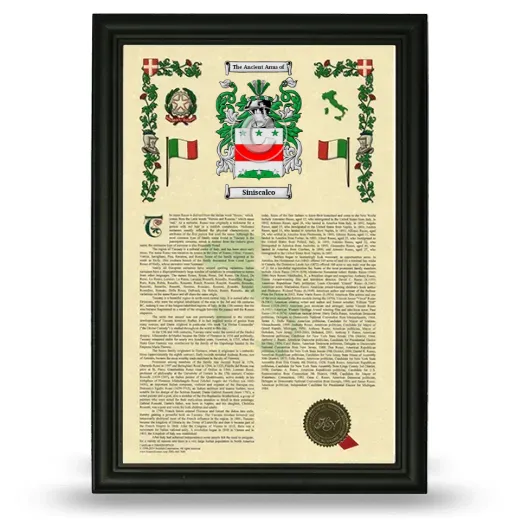 Siniscalco Armorial History Framed - Black