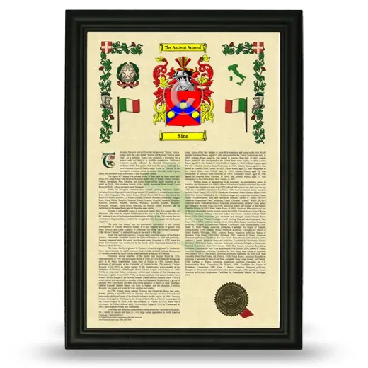 Sins Armorial History Framed - Black