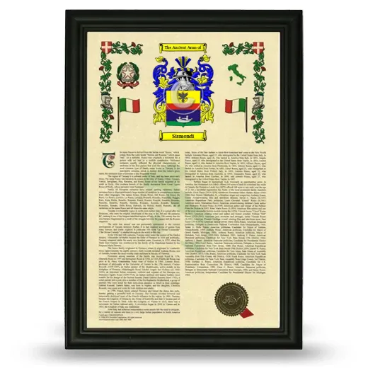 Sismondi Armorial History Framed - Black