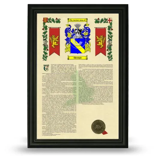 Skroope Armorial History Framed - Black