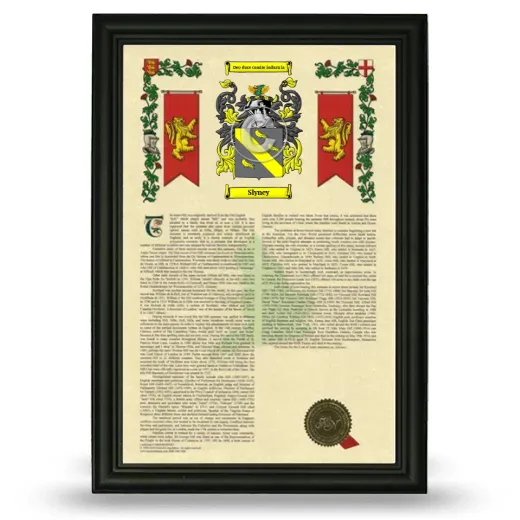 Slyney Armorial History Framed - Black