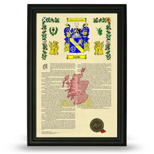 Smellie Armorial History Framed - Black