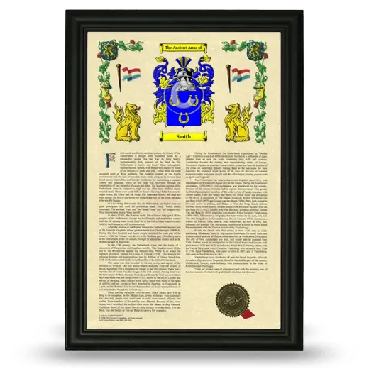 Smith Armorial History Framed - Black