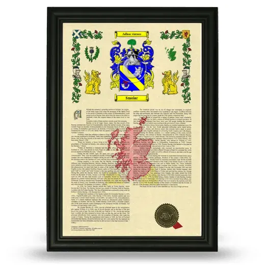 Smolar Armorial History Framed - Black