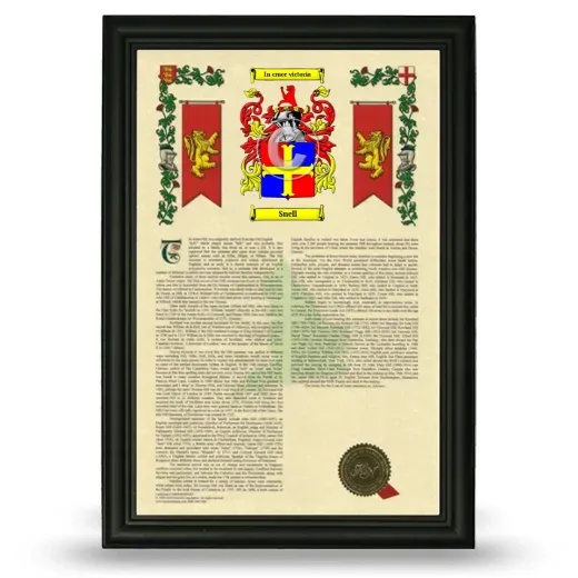 Snell Armorial History Framed - Black