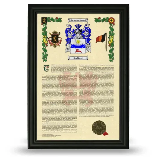 Snellaert Armorial History Framed - Black