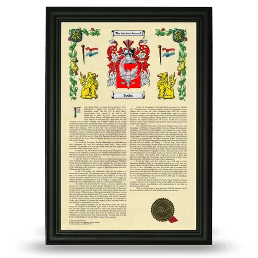 Soder Armorial History Framed - Black