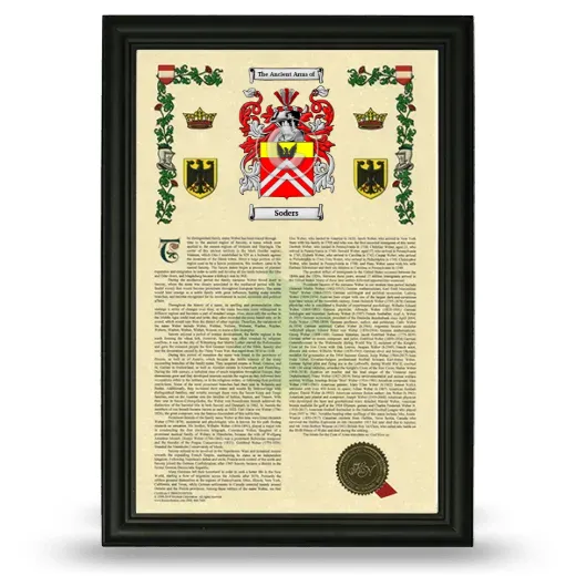 Soders Armorial History Framed - Black