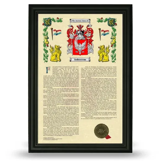 Soderstrom Armorial History Framed - Black