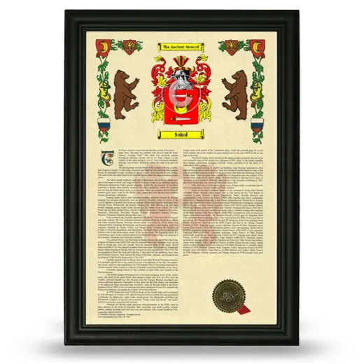 Sokol Armorial History Framed - Black