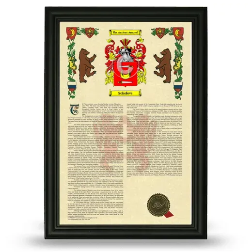 Sokolovs Armorial History Framed - Black