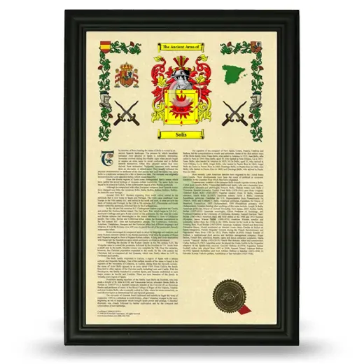 Solís Armorial History Framed - Black