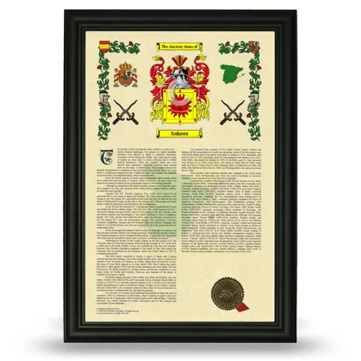 Solarez Armorial History Framed - Black