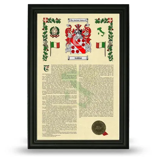 Soldini Armorial History Framed - Black