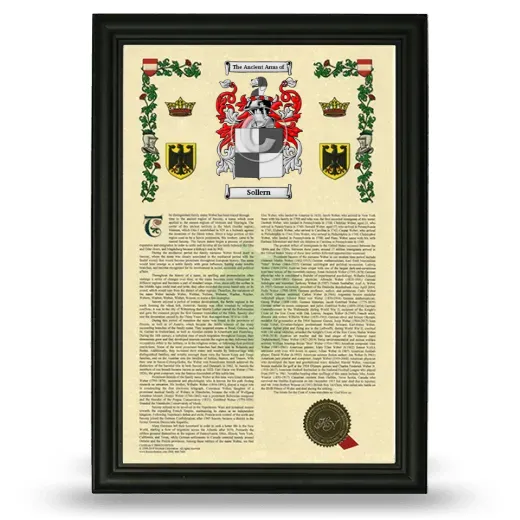 Sollern Armorial History Framed - Black