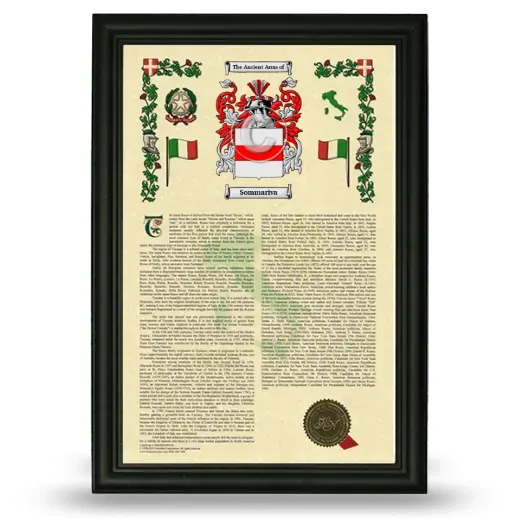 Sommariva Armorial History Framed - Black