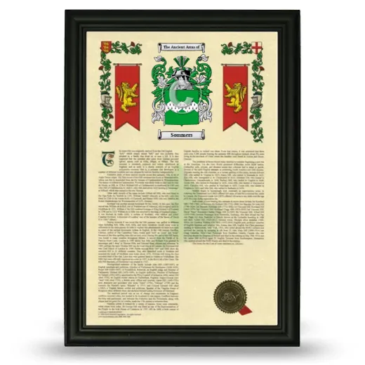 Sommers Armorial History Framed - Black