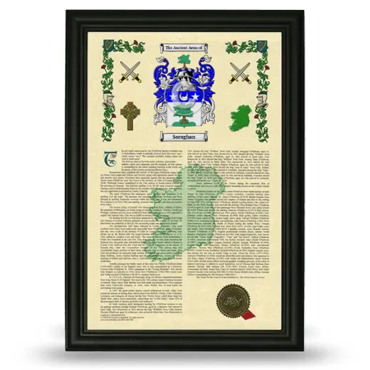 Soraghan Armorial History Framed - Black
