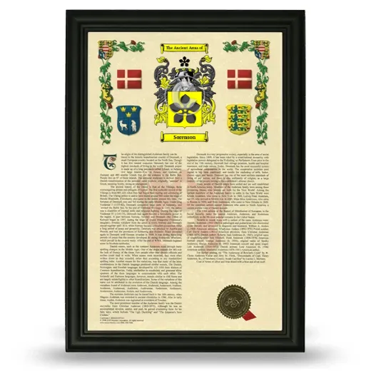 Sorenson Armorial History Framed - Black