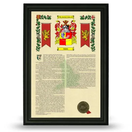 Sores Armorial History Framed - Black