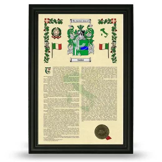 Sorini Armorial History Framed - Black