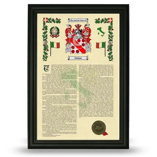 Sotano Armorial History Framed - Black