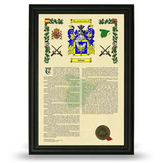 Sotero Armorial History Framed - Black