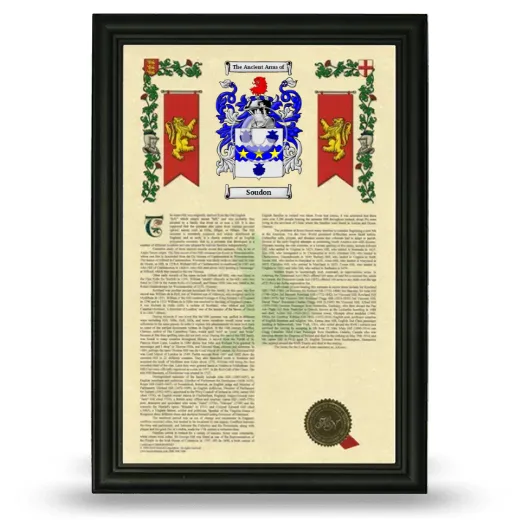 Soudon Armorial History Framed - Black