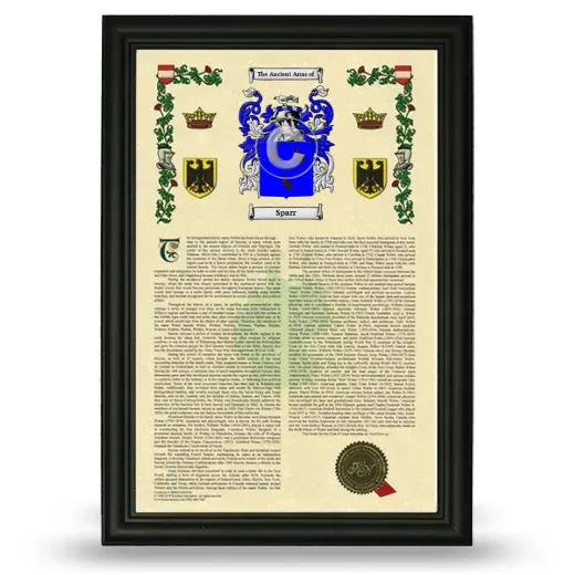 Sparr Armorial History Framed - Black