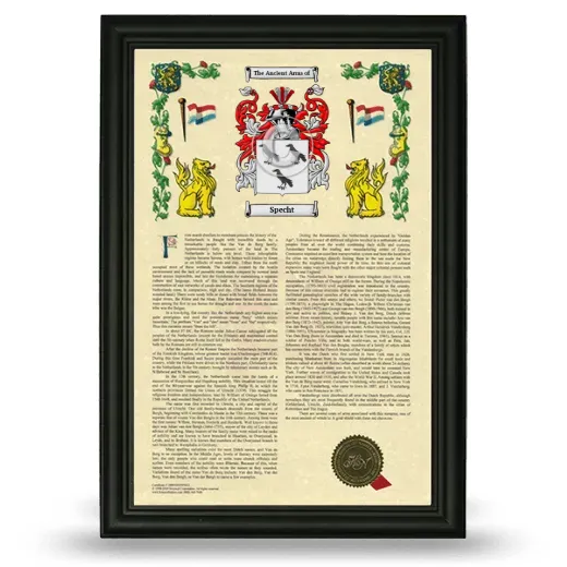 Specht Armorial History Framed - Black