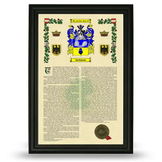 Spelmann Armorial History Framed - Black