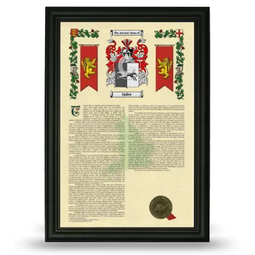 Spiler Armorial History Framed - Black