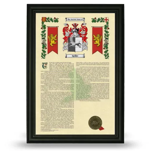 Spiller Armorial History Framed - Black
