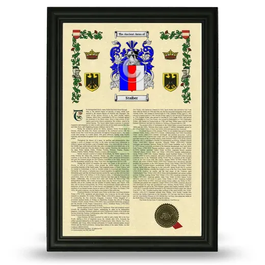 Staiber Armorial History Framed - Black