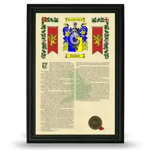Stainbrow Armorial History Framed - Black