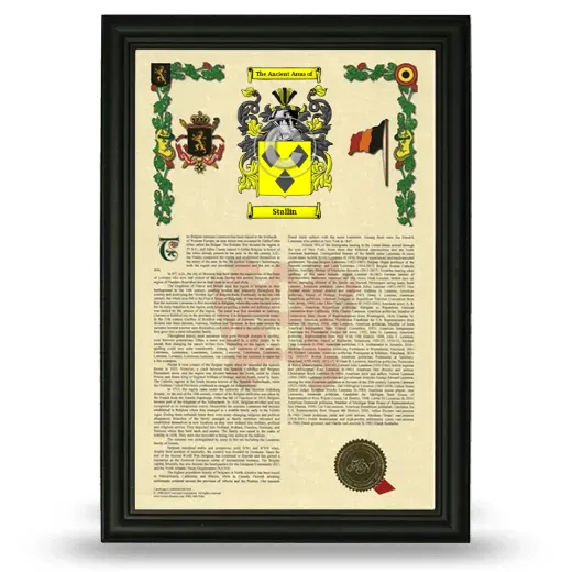 Stallin Armorial History Framed - Black