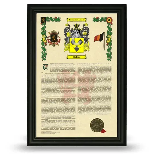 Stallins Armorial History Framed - Black