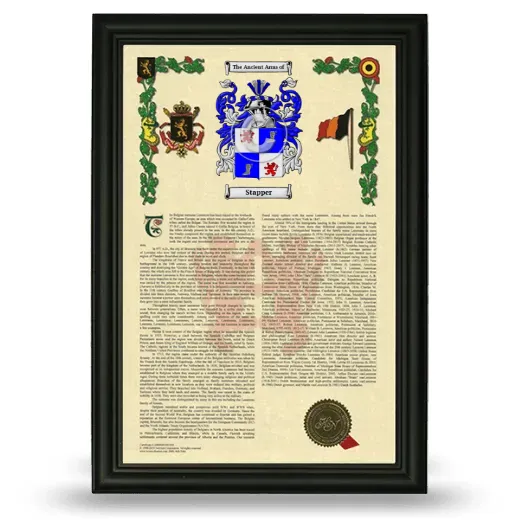 Stapper Armorial History Framed - Black