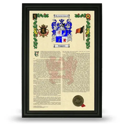 Stappers Armorial History Framed - Black