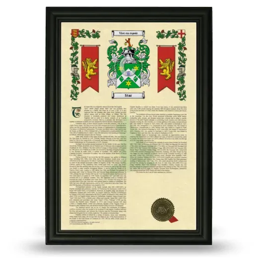 Star Armorial History Framed - Black