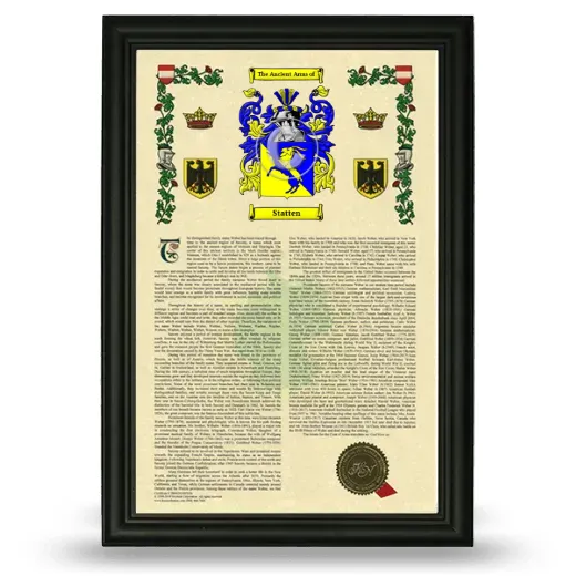 Statten Armorial History Framed - Black
